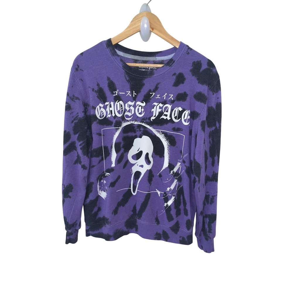Ghost Face Scream Horror Movie Purple Tie Dye Graphic Sweatshirt‎ Mens Medium